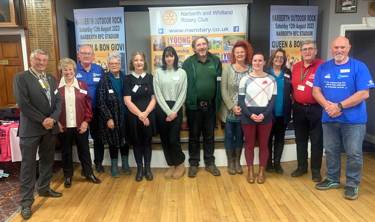 Charity representatives with Rotarian president Phil Thompson