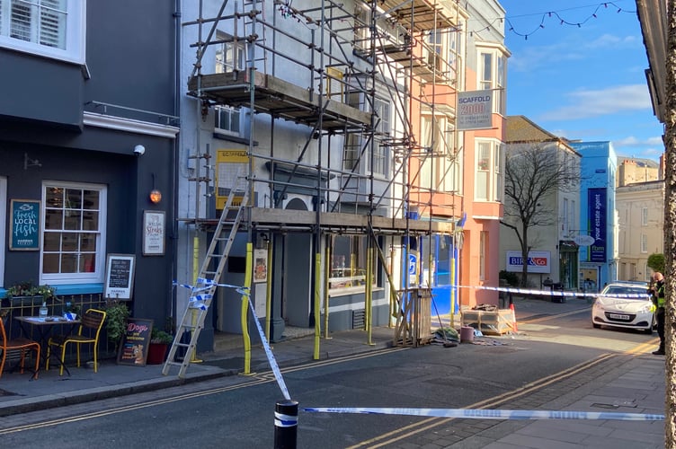 Tenby scaffold St Julian's street