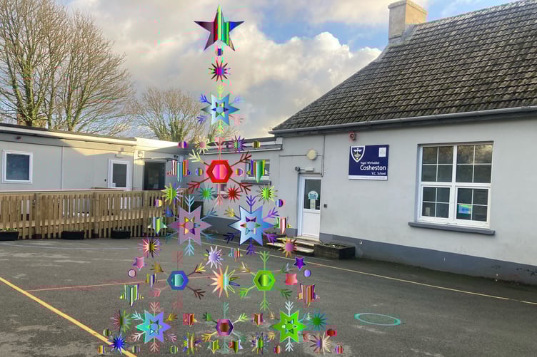 Cosheston VC School with Christmas tree artwork