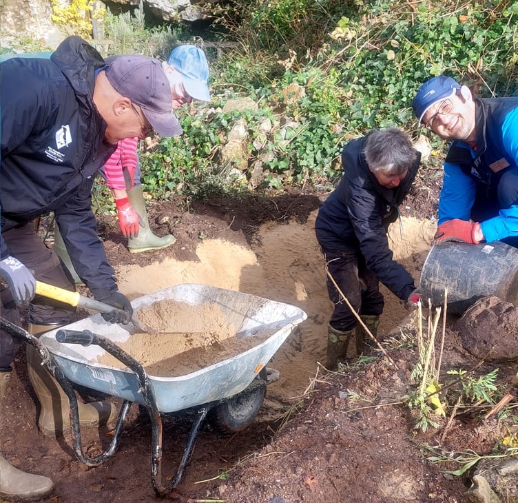 Tabernacle Garden Through Time - making the pond