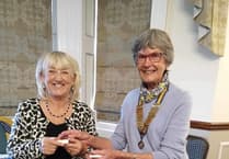New member and quilting talk for Tenby Inner Wheel Club as Christmas Lunch nears