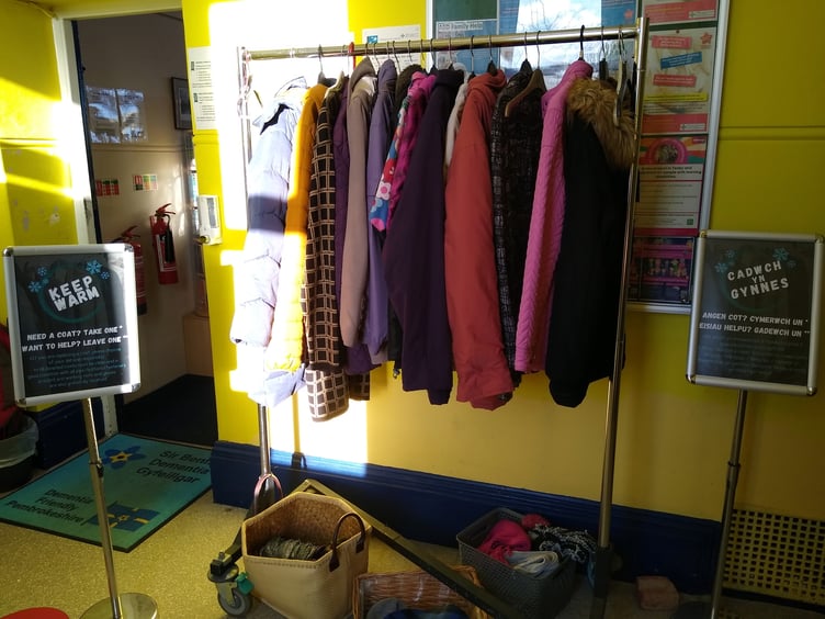 Warm coat rack at the library