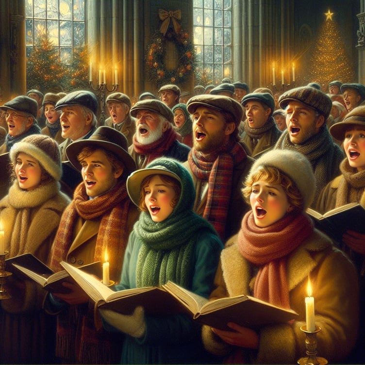 Carol singing in church or hall