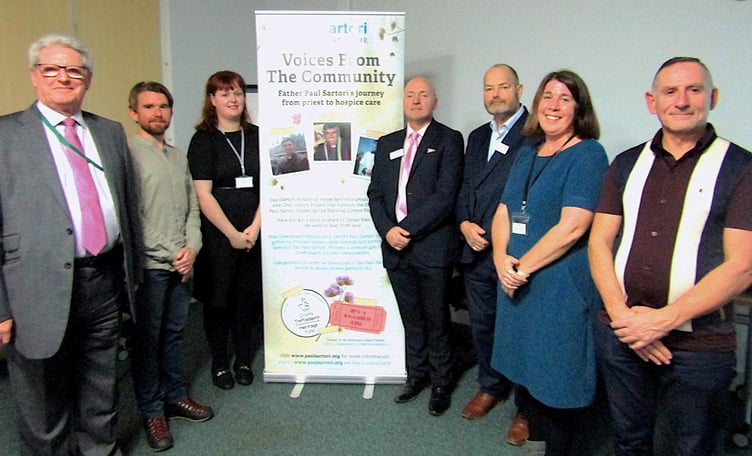 Among those present marking the deposit of the Paul Sartori Archive at Pembrokeshire Archive were Cllr David Simpson (County Council Leader), Berian Elias (People’s Collection Wales), Kiara Quimby (Project Assistant), Simon Hancock (Project Officer), David Evans (Chair of Trustees, Paul Sartori), Judith Williams (Grants Development Officer, Paul Sartori), and Enrico Sartori.