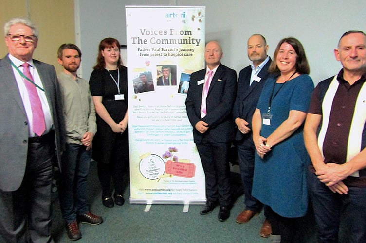 Among those present marking the deposit of the Paul Sartori Archive at Pembrokeshire Archive were Cllr David Simpson (County Council Leader), Berian Elias (People’s Collection Wales), Kiara Quimby (Project Assistant), Simon Hancock (Project Officer), David Evans (Chair of Trustees, Paul Sartori), Judith Williams (Grants Development Officer, Paul Sartori), and Enrico Sartori.
