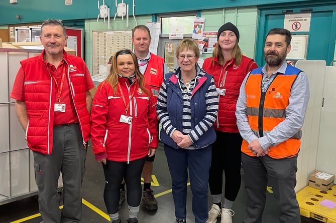 Joyce Watson MS with Haverfordwest Royal Mail delivery staff