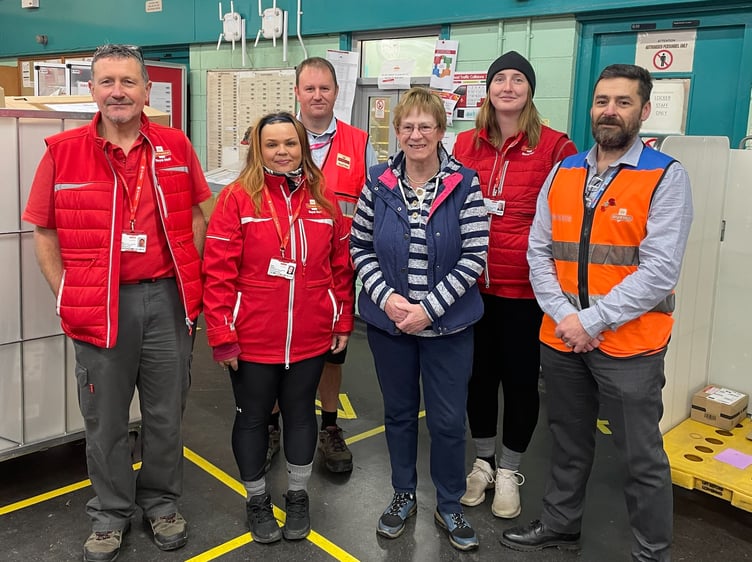 Joyce Watson MS with Haverfordwest Royal Mail delivery staff