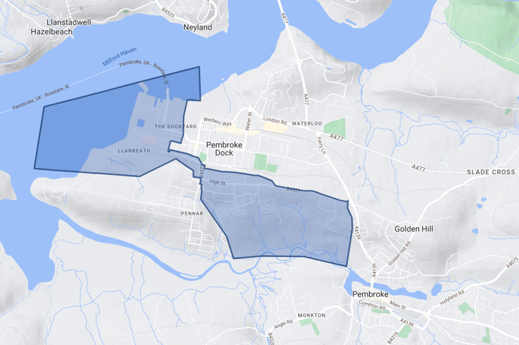 Welsh Water map showing the extent of the supply issue