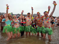 All the fancy dress entrants from Saundersfoot's New Year's Day Swim