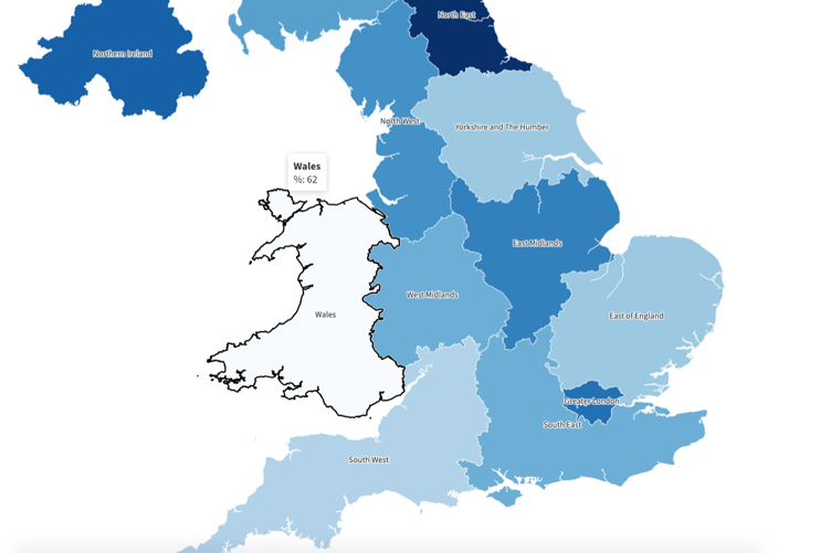 According to the survey, Wales is the region least likely to worry about money when it comes to the heating.