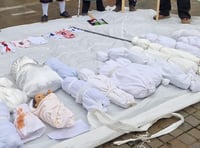 WATCH: Pro-Palestine demonstrators stage mock funeral in Haverfordwest