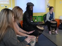 Childcare students learn art of drumming