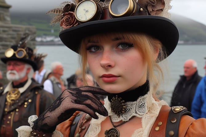 Bing AI - Steampunk costumes in small Welsh town