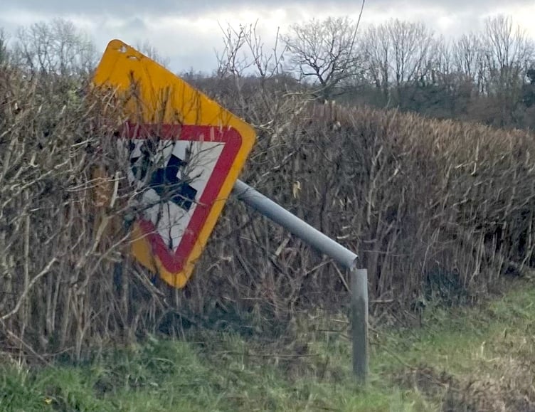 Carmarthenshire road sign cut