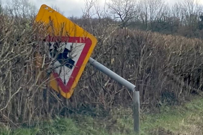 Carmarthenshire road sign cut