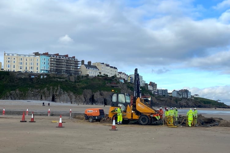 main river culvert at Tenby’s South Beach.