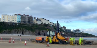 WATCH: Part of Tenby's South Beach sectioned-off for 'emergency works'