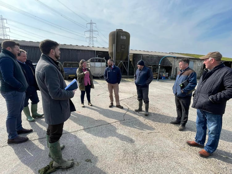 Stephen Crabb MP with Sam Kurtz MS at Poyerston Farm for an NFU Cymru farmers meeting