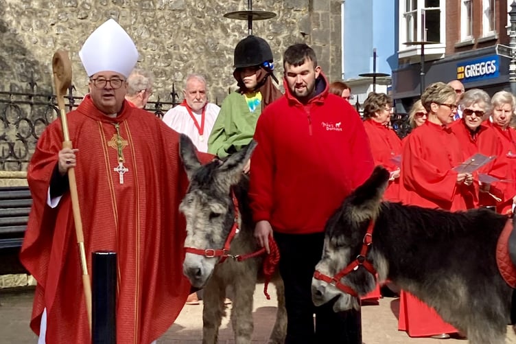 Bishop of St Davids, Rt Rev'd Dorrien Davies at the Tenby Palm Sunday Parade