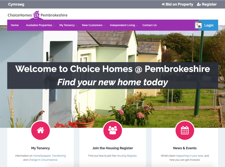 The Choice Homes Pembrokeshire website