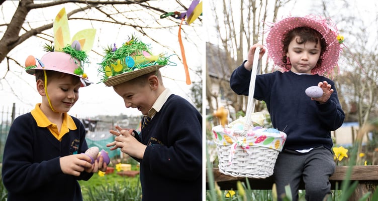 St Teilo’s Tenby pupils Leo Chiffi and Arthur Howells, both from year 1, and Sierra Arnold, Nursery (Pic. Joann Randles)