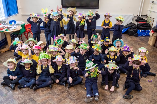 Before the start of the holidays, pupils from St Teilo’s Catholic Primary School, Tenby, were already getting in the Easter spirit. (Pic. Joann Randles)