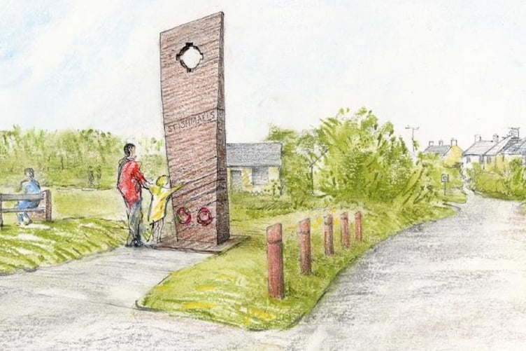 An artist’s impression of the proposed new war memorial at St Ishmaels, Pembrokeshire.