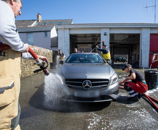 Out and About - RNLI fundraising car wash at Tenby Fire Station