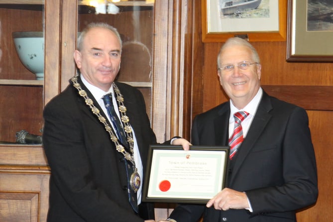 Chairman of Pembrokeshire County Council Cllr Thomas Tudor and Mr Trevor Pledger