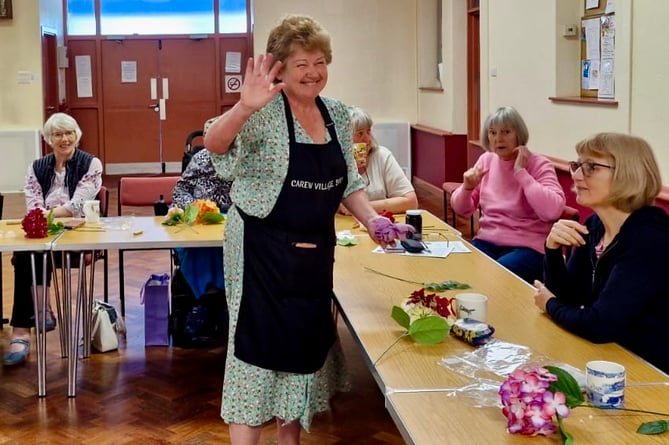 Under the tuition of Carew Village Shop’s Jayne, WI members made silk peonies and hydrangeas in lots of different colours.