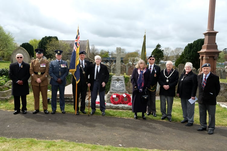 Pictured following the re-dedication of the Captain B. S. B. Thomas, MC, memorial are, left to right, Rev Grayham Passmore, Warrant Officer Lee Halsall, Warrant Officer Glen Moodie, Reg Thomas, Mr Benjamin Stewart-Thomas and Mrs Judith Stewart-Thomas, Harry Knight, Councillor George Manning, Councillor Maria Williams and Malcolm Cullen.
PICTURE: Martin Cavaney Photography