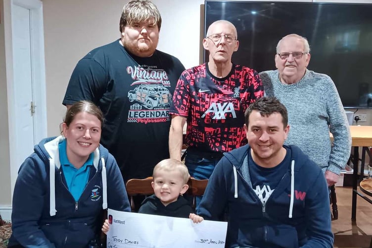 Back Row: Jason Adams chairman), Colin Hallwood (secretary), Malcolm Harris (committee). Front: Jess Reynolds (mum), Teddy Davies, Chris "Ladd" Davies (dad)