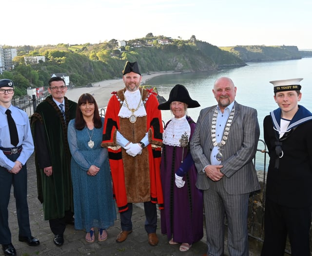 Mayor Dai Morgan dons the scarlet robes of office once again for Tenby