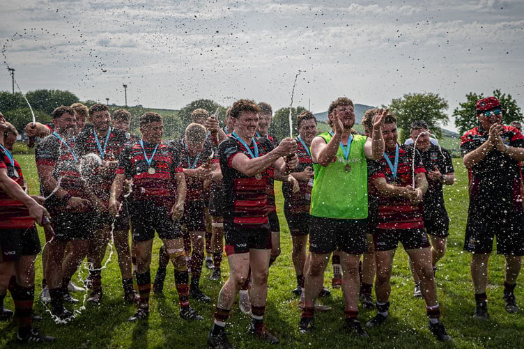 Tenby celebrate their Pembrokeshire Cup success