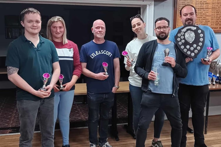 Mixed Triples: runners Up - Geraint, Rhian, Grant (Iron Duke); winners: Jess, Paul, Ben (Bush Rob)