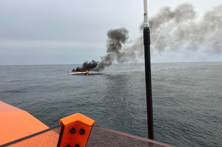 Yacht on fire