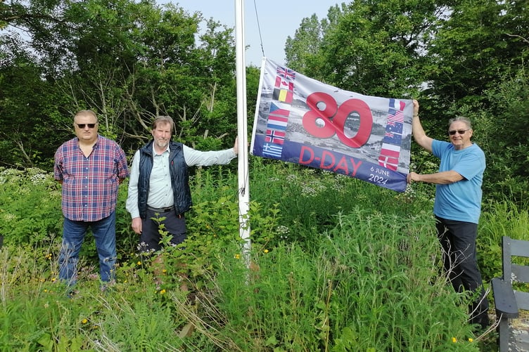 East Williamston Community Councillors Ian Wilkinson, Doug McIntosh and Dr Pete Strydom (chair) with the ‘D-Day 80 - Flag of Peace’