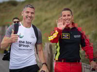 Former Wales rugby star completes 'Hooky's Hike' from Tenby to Mumbles