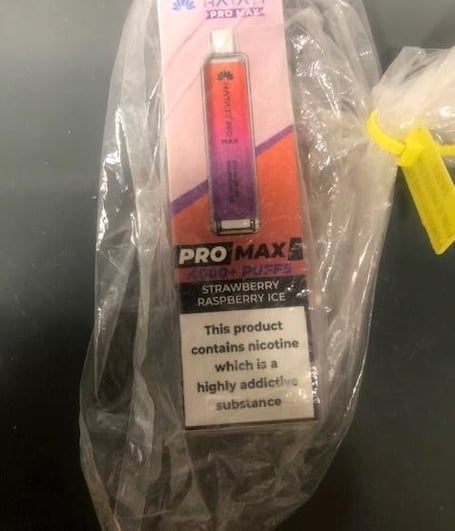 There was a large stock of illegal vapes on open display in the store.