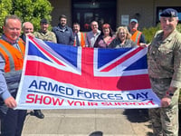 Armed Forces Day flag rasied at Castlemartin Range