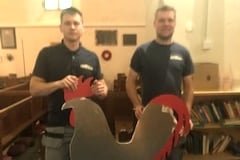 Cockerel weather vane being restored to Pembroke St Mary's Church