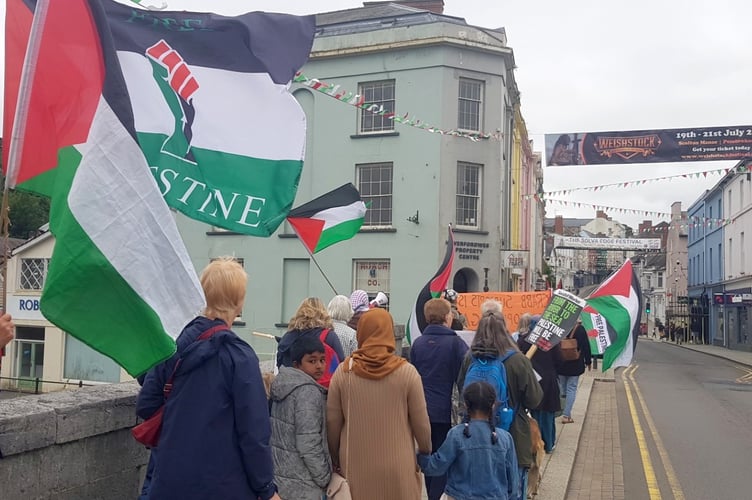 A march for Gaza took place in Haverfordwest on Saturday (June 29)