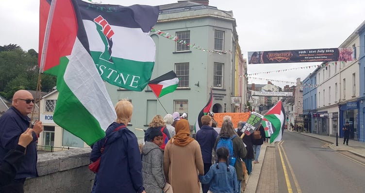 A march for Gaza took place in Haverfordwest on Saturday (June 29)