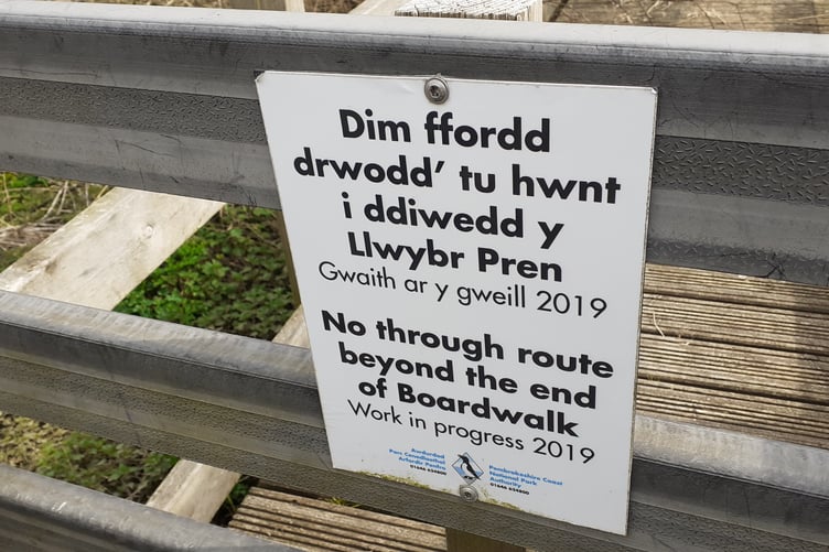 Freshwater East boardwalk sign