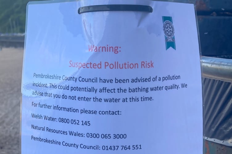 Pollution risk Tenby beaches