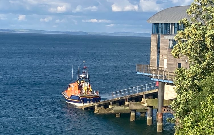 The Haydn Miller returning to Tenby's lifeboat station