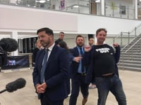 Conservative Stephen Crabb photobombed by ‘Tories out’ activist