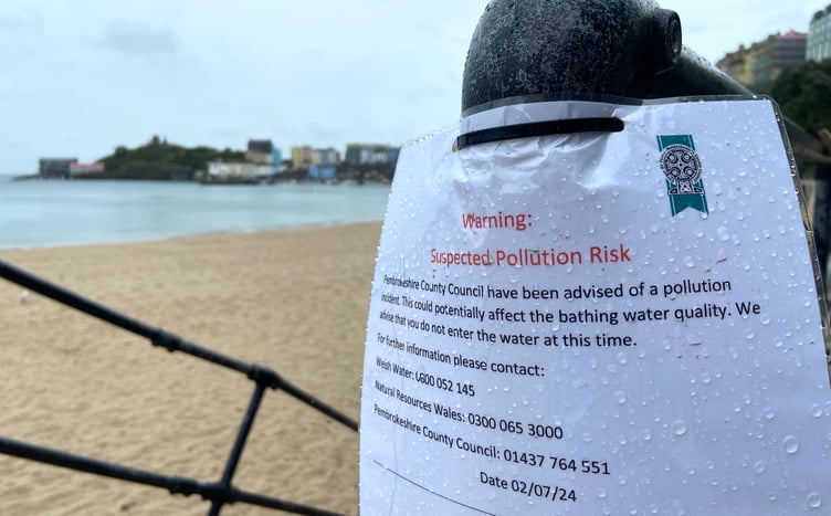 Pembrokeshire County council installed signage to alert members of the public of the possible pollution impact at Tenby South Beach, Castle Beach, Tenby North Beach and Penally Beach.