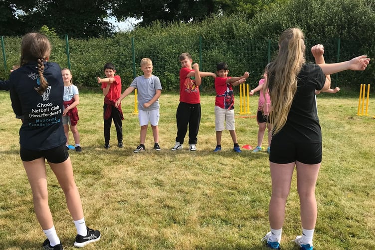 Young Ambassadors put the pupils through their paces