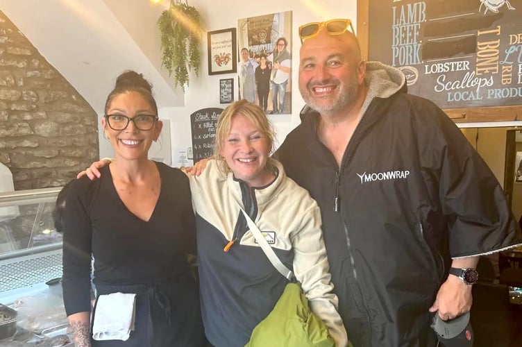 Joanna and Wynne pictured with Rib & Oyster staff member Sarah-Jane.